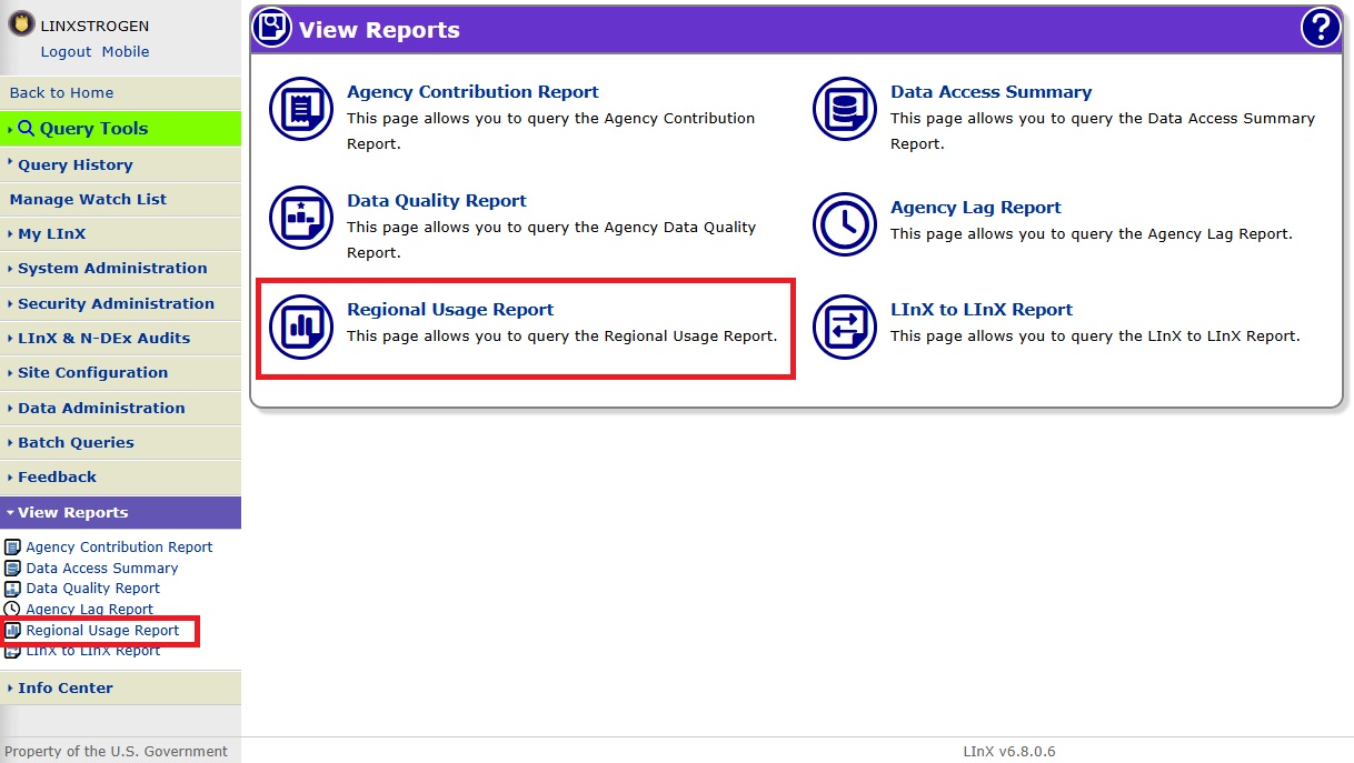 Regional Usage Report